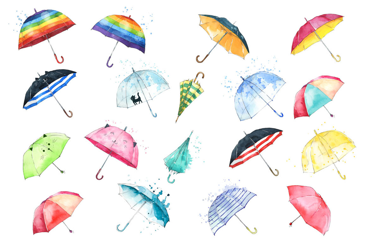 Watercolor Umbrellas illustration, an Illustration by Kamenuka (Photo 6 of 6)