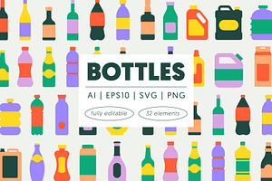 Minimal Flat Bottle Illustrations, an Object Illustration by Léo Alexandre
