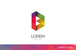 Letter B Vector Origami Logo icon.