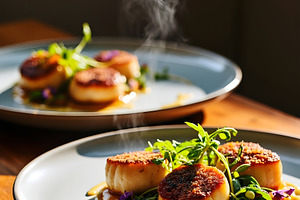 Seared Scallops Gourmet Dish on Rest, a Food & Drink Photo by Stock Shape