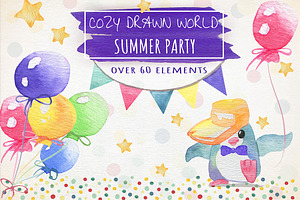 Watercolor Party Elements