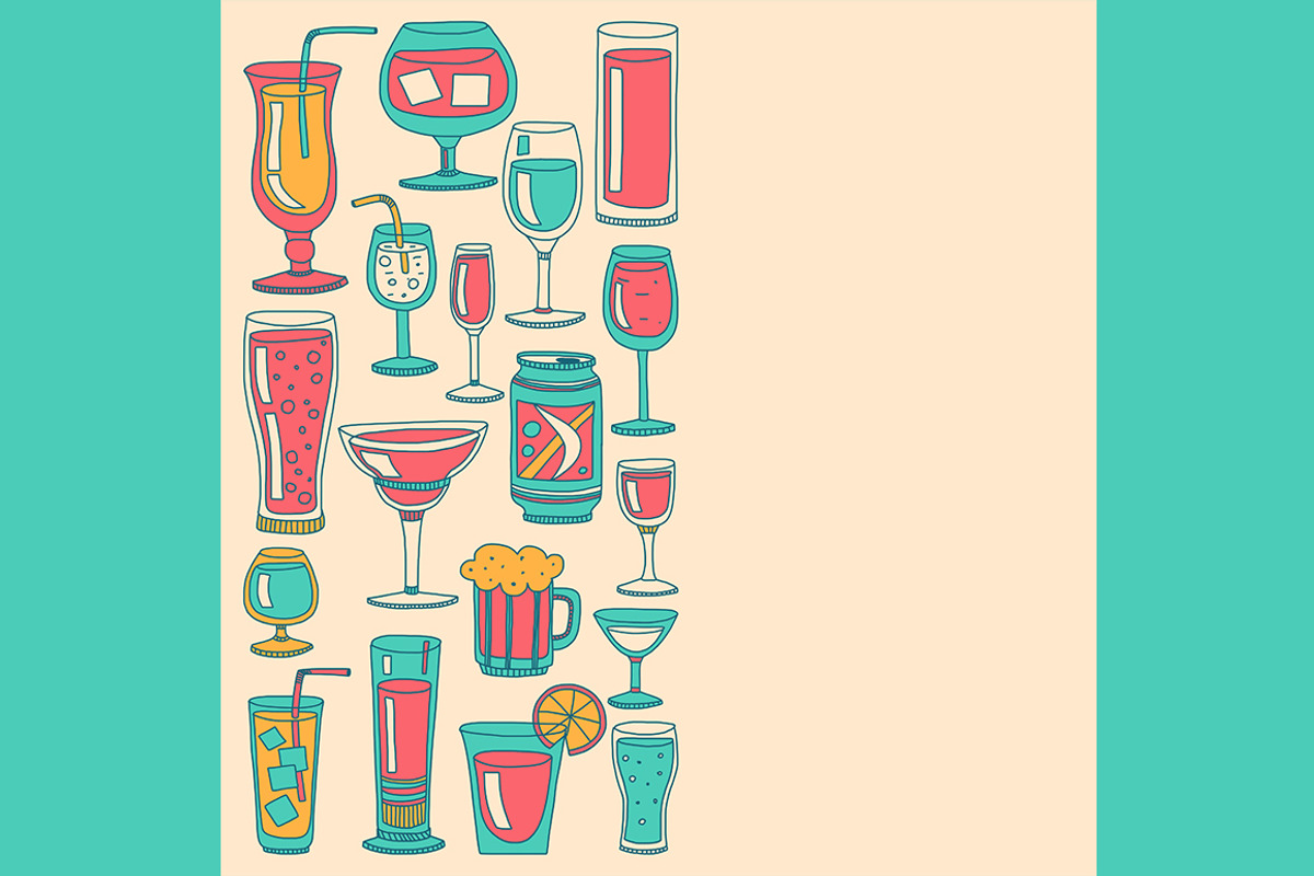 Doodle cocktail icons and patterns, a Pattern Graphic by Art Loft (Photo 10 of 16)