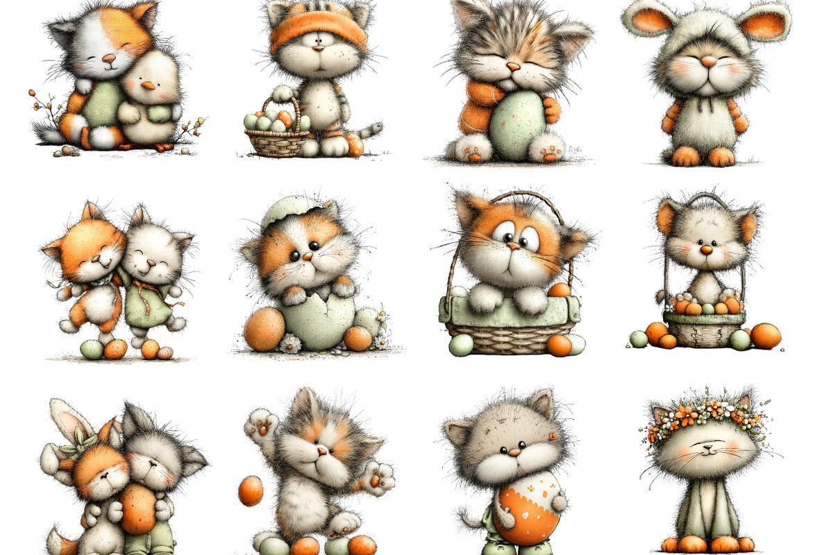 Whimsical Easter Animals Clipart, an Illustration by Designking (Photo 2 of 5)