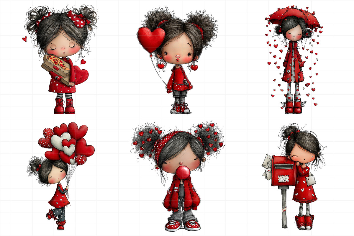 Quirky Valentine Girl Clipart, an Illustration by Daily.Designs (Photo 4 of 5)