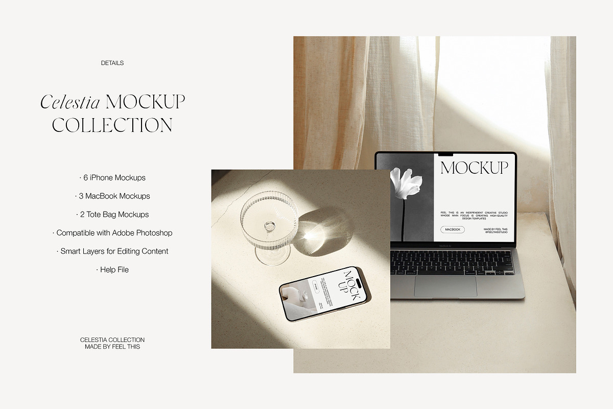 iPhone MacBook Tote Bag Mockups PSD