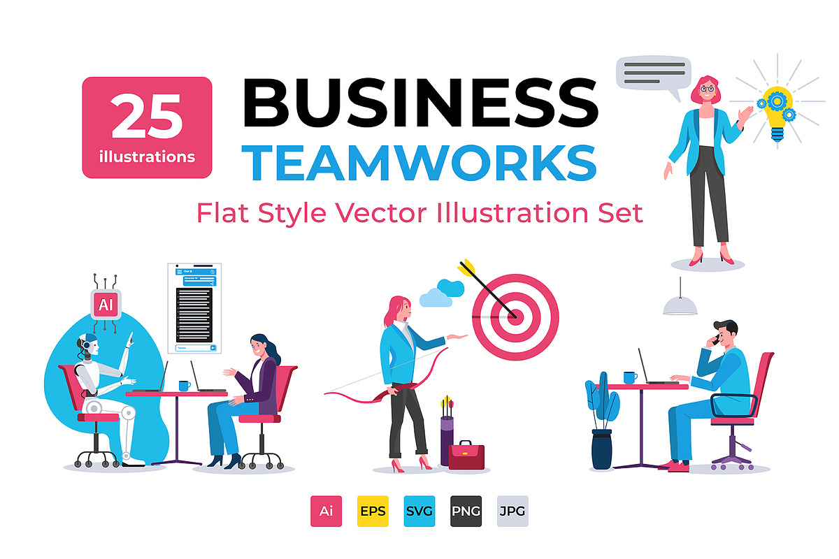 Business teamworks. Flat vector Set, a Work Illustration by ÁRTICA (Photo 1 of 5)