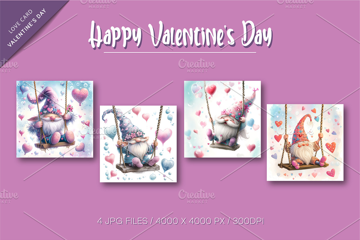 Gnomes in love. Cards for Valentines, a Decorative Illustration by KENO Mascots (Photo 2 of 6)