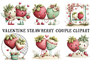Valentine Strawberry Couple Clipart, an Illustration by OK Design (Thumbnail 2 of 6)