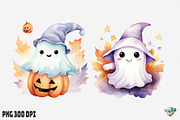 Cute Halloween Ghost Watercolor, an Illustration by Gemstone (Thumbnail 2 of 4)