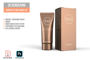 3D Rendering Cosmetic Tubes Mock-up