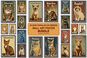 20 Types Of Cats Wall Art Poster Set, a Decorative Illustration by Genius Graph (Thumbnail 1 of 3)