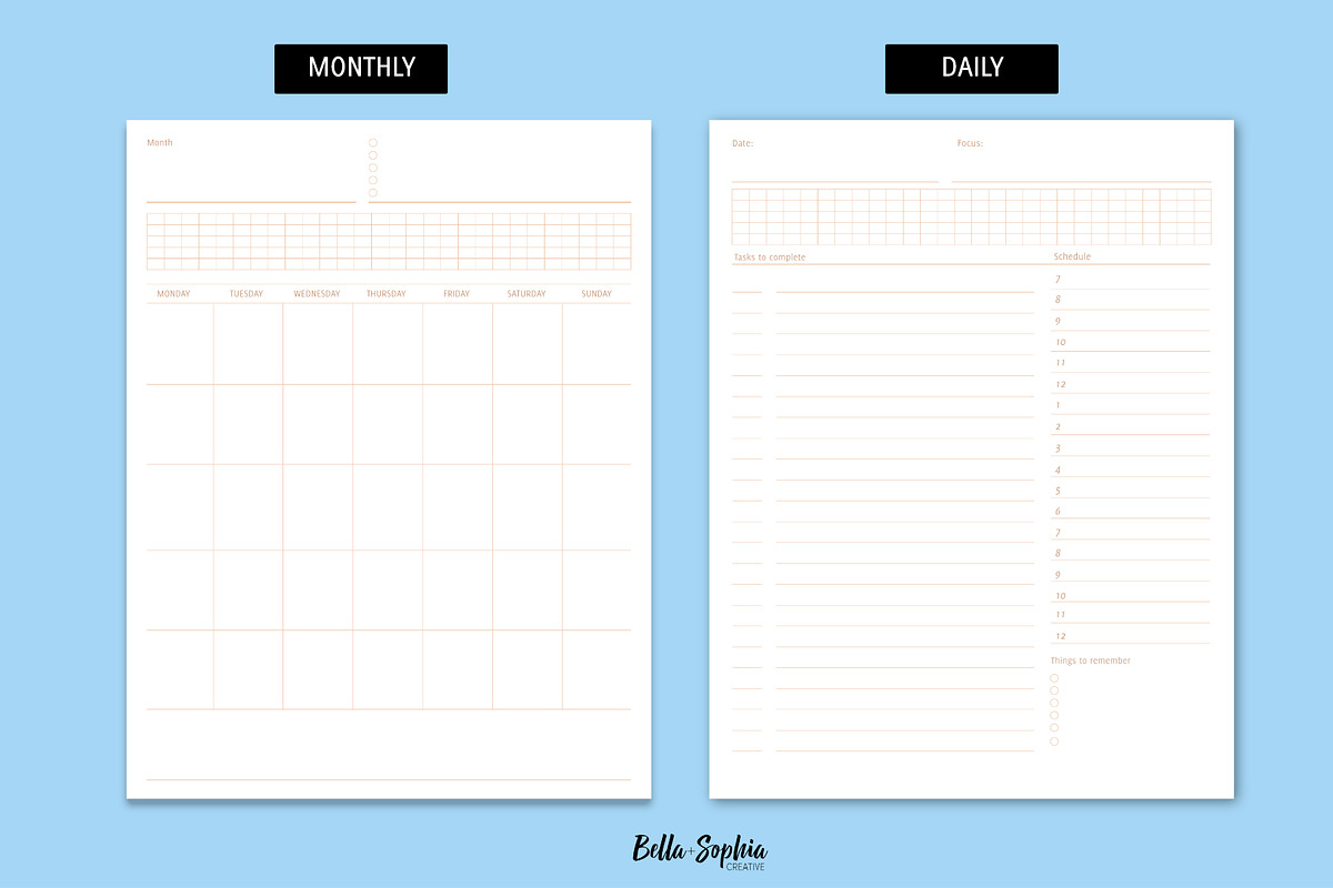 Neutral Bujo: 4 Page Printable, a Stationery Template by Bella+Sophia Creative (Photo 3 of 5)