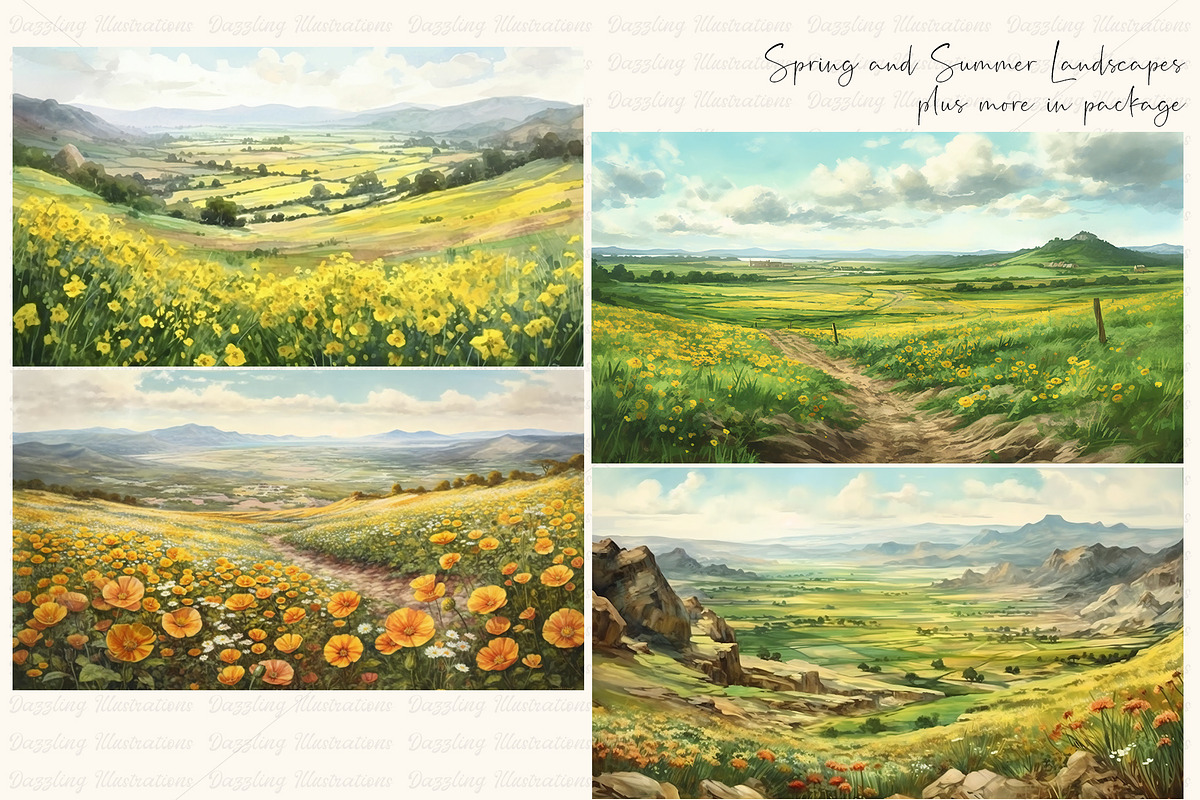 Watercolor Grey Horses & Landscapes, an Animal Illustration by Dazzling Art Boutique (Photo 9 of 11)