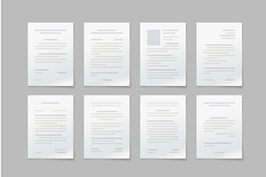 paper documents in set front view, an Object Illustration by IfH