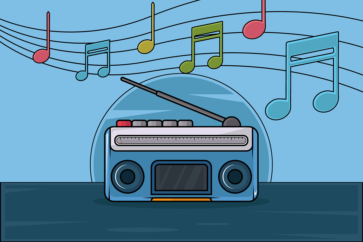 Retro Radio vector illustration, a Decorative Illustration by zyxroun shop (Photo 1 of 3)