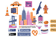 New York clipart SVG Manhattan Set, an Object Illustration by TanchaArt (Thumbnail 1 of 7)