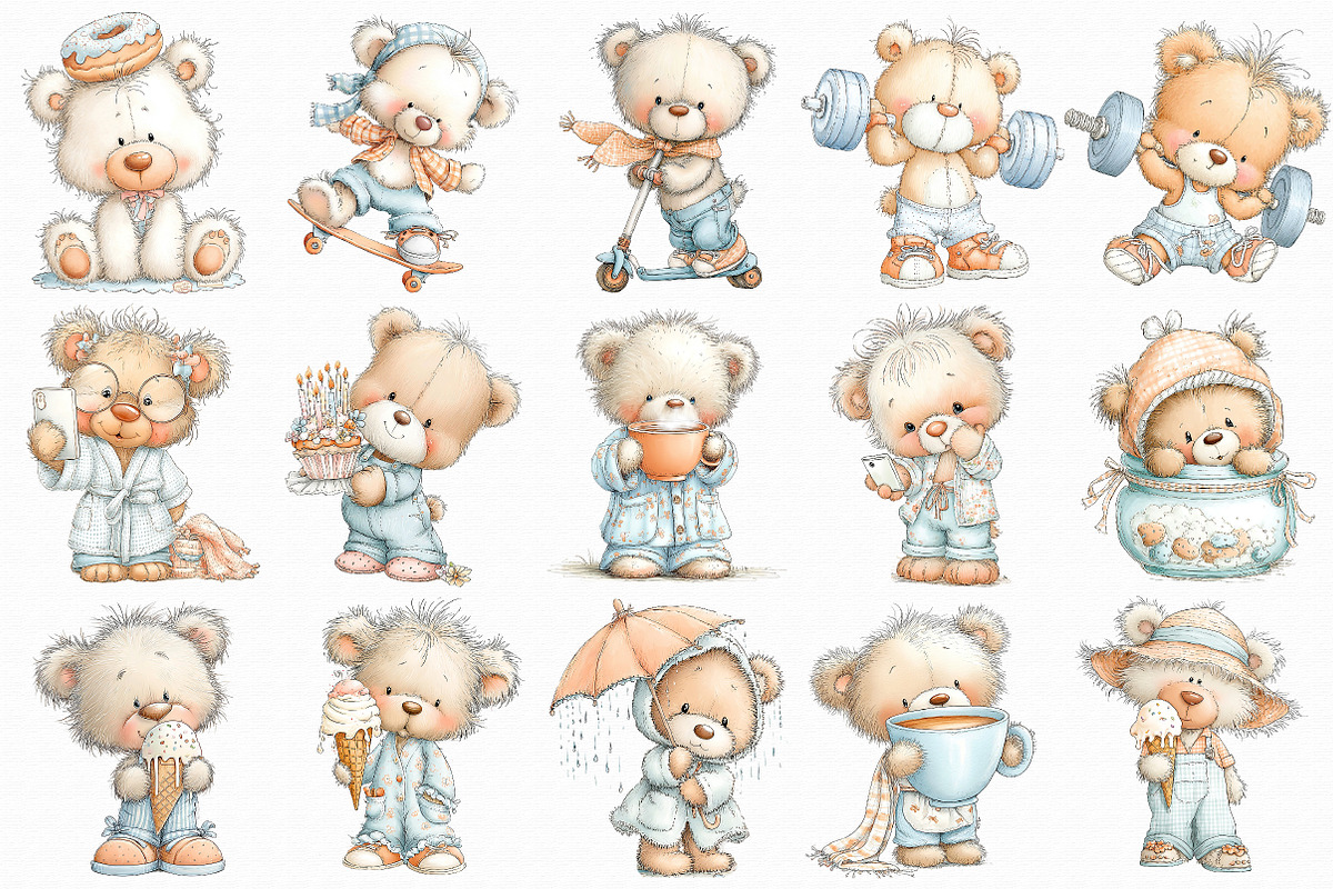 Funny Teddy Bear Clipart, an Illustration by Libby Wishes (Photo 7 of 7)