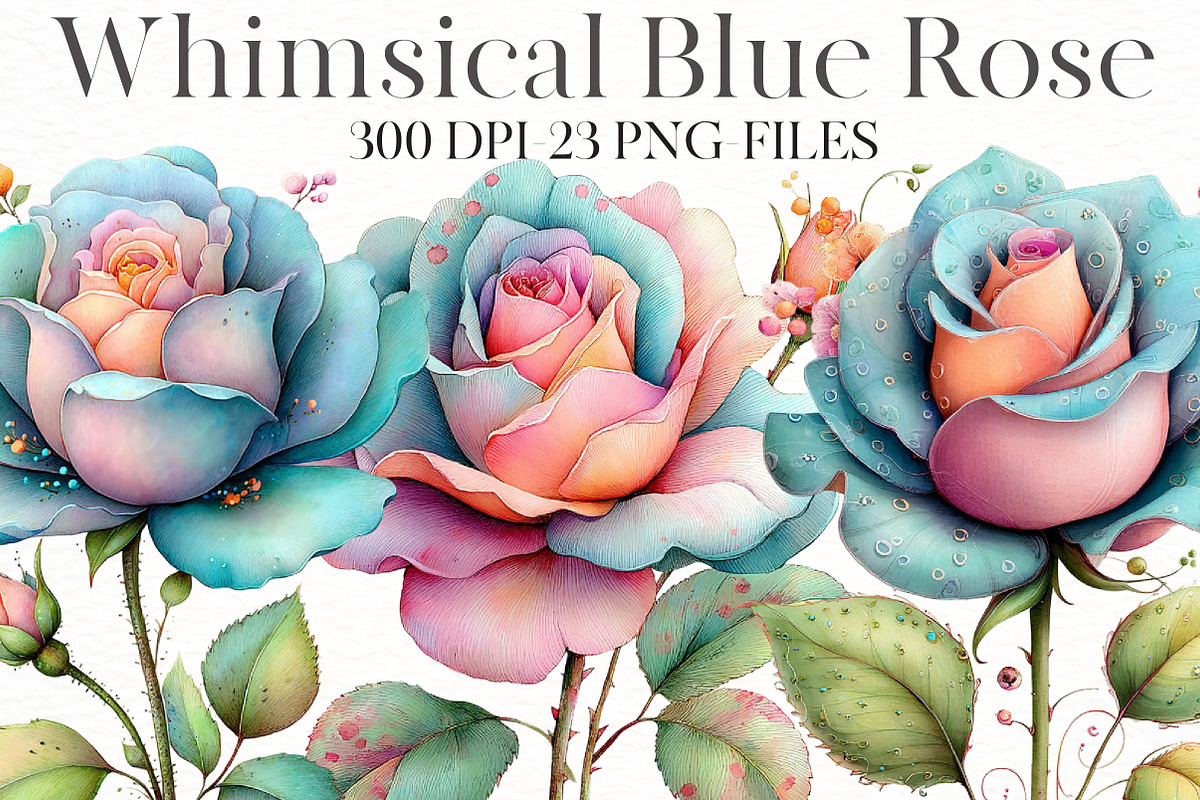 Whimsical blue rose Clipart, an Illustration by Designworld (Photo 1 of 8)