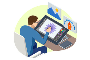 Isometric Graphic design studio, a Technology Illustration by Golden Sikorka