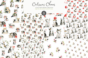 Christmas cats seamless pattern set, a Pattern Graphic by Patishop Art