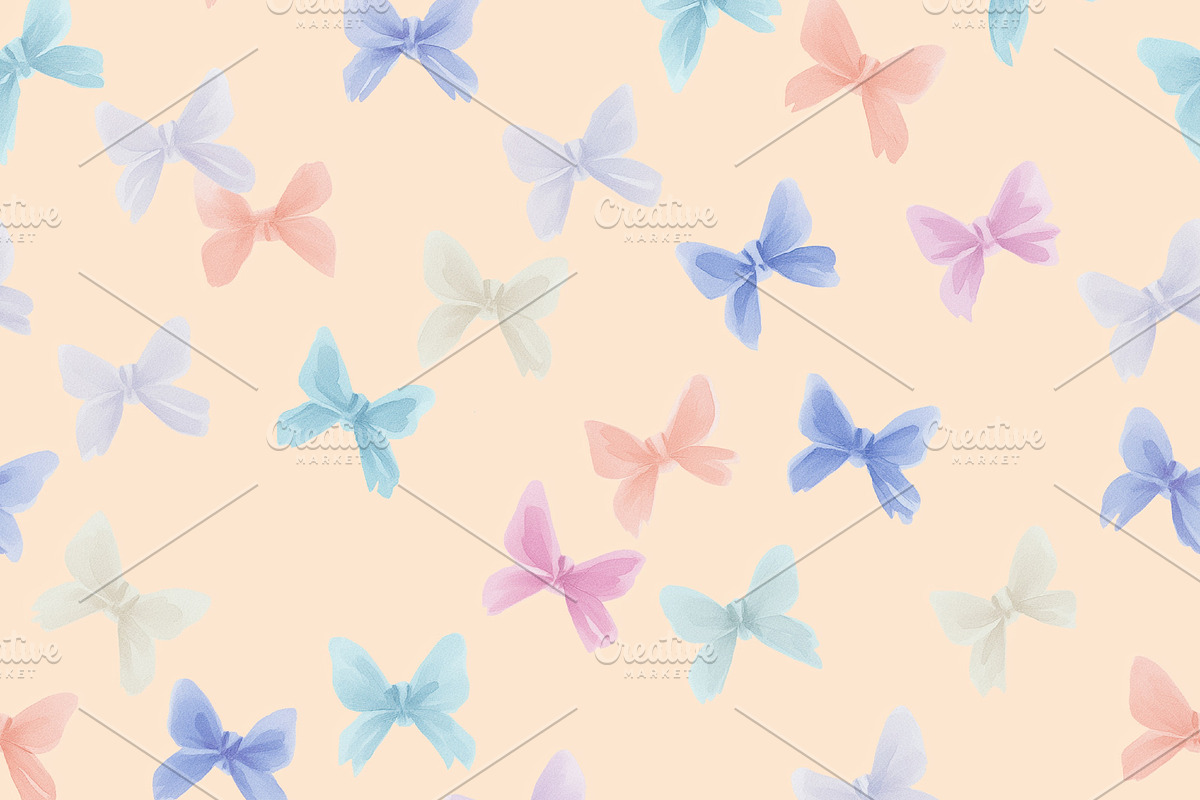 Seamless pattern, pastel watercolor bows creating a seamless pat, a Pattern Graphic by Studio ANNA
