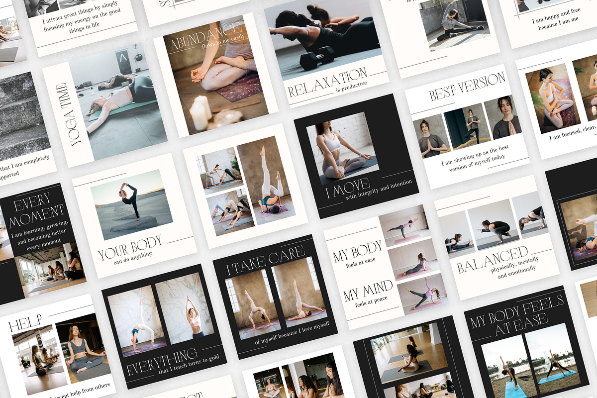 Yoga Instagram Post Templates, a Social Media Template by VeliusCreativeStudio (Photo 2 of 9)