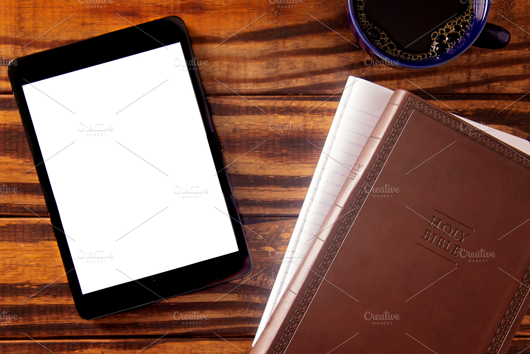 A Tablet with a Bible for LIve Streaming Church Services or Bibl, an Abstract Photo by P Maxwell Photography