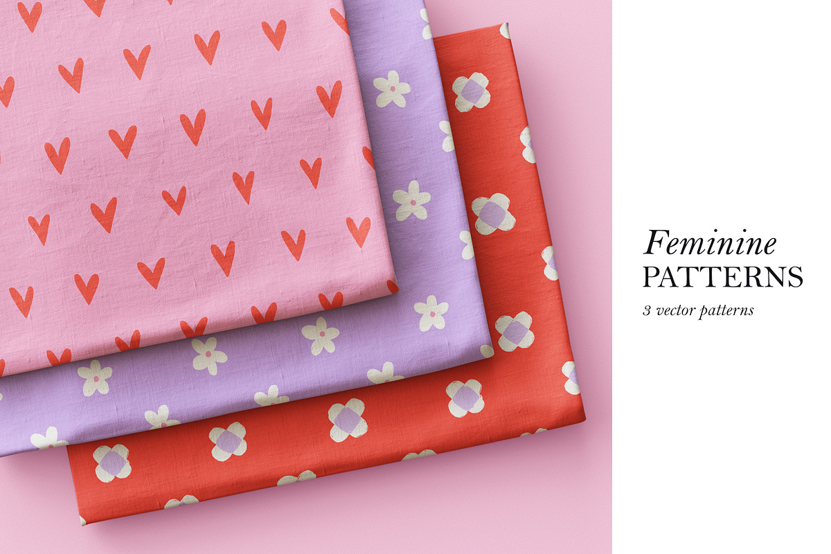 Cute, feminime seamless patterns, a Pattern Graphic by Good Studio