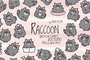Raccoon Character Bundle, an Animal Illustration by Palau (Thumbnail 1 of 9)
