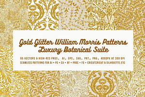 Gold Glitter William Morris Patterns, a Pattern Graphic by ARTOZEN DIGITAL