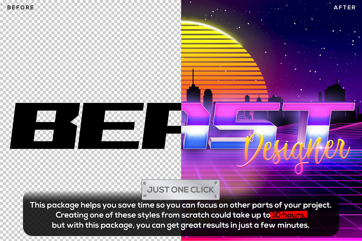 80s Retrowave Synthwave Text Effect, a Layer Style Add-On by Beast Designer (Photo 2 of 2)