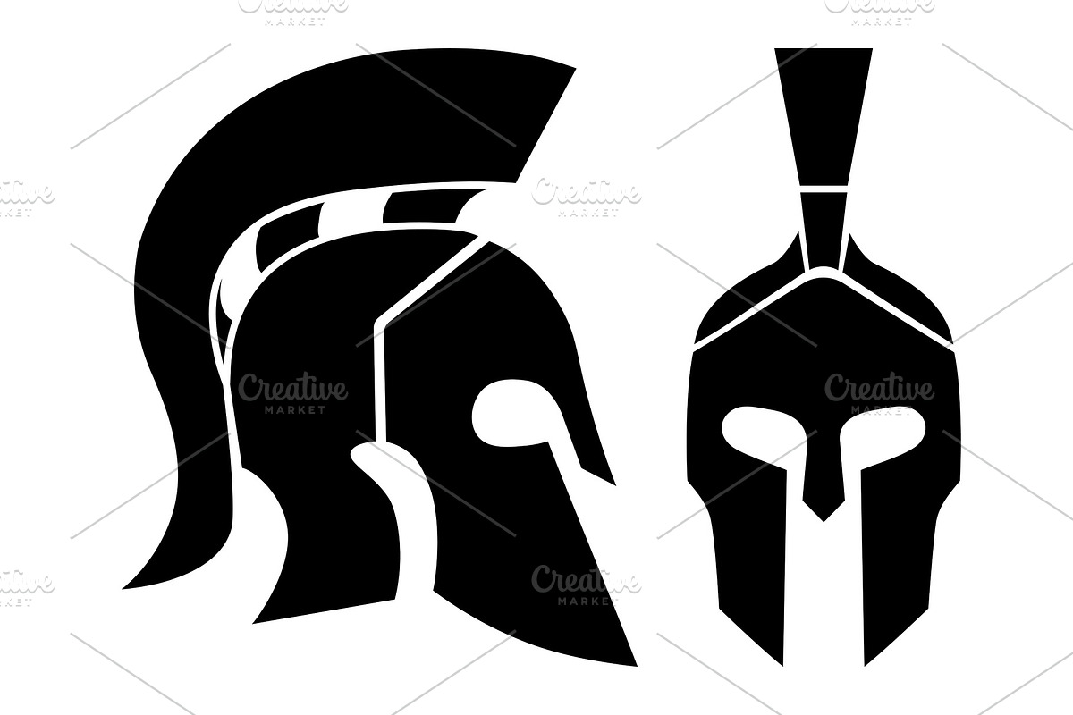 Silhouette of Spartan helmets, a Decorative Illustration by Vitamin