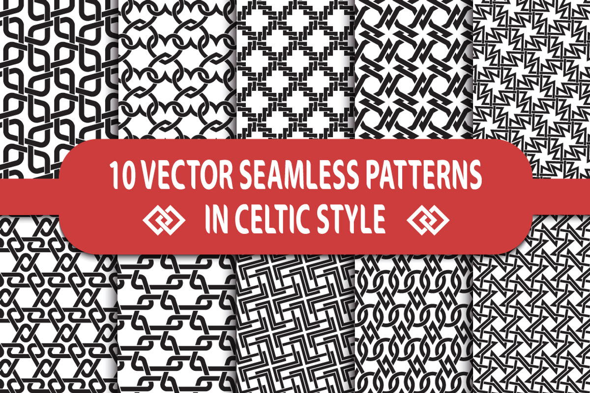 10 celtic seamless patterns, a Pattern Graphic by Guten Tag Vector (Photo 1 of 5)
