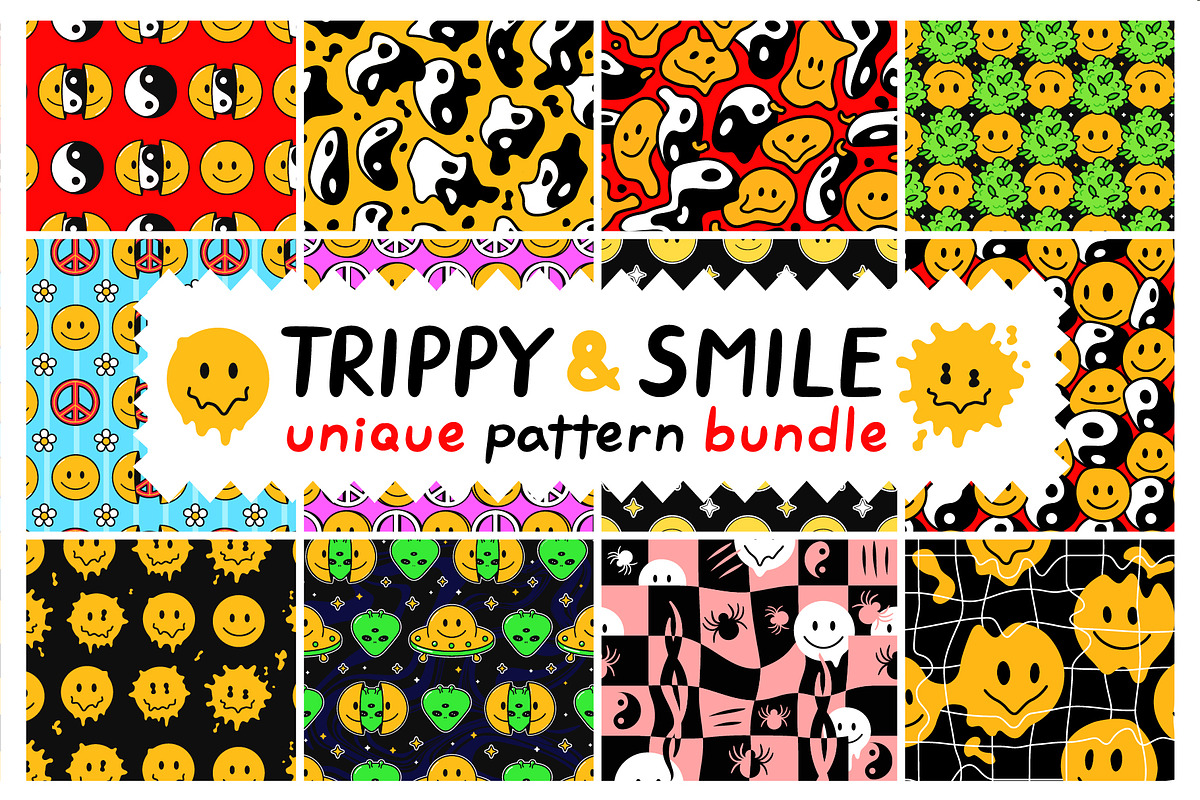 Psychedelic trippy pattern bundle, a Pattern Graphic by Slavko Kahovsky (Photo 1 of 7)