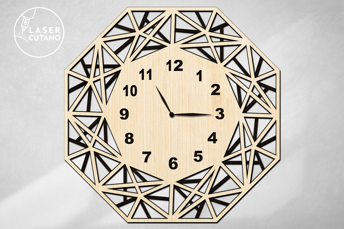 CLOCK WALL POLYGONAL Multilayer File, a Templates & Theme by LaserCutano (Photo 2 of 5)