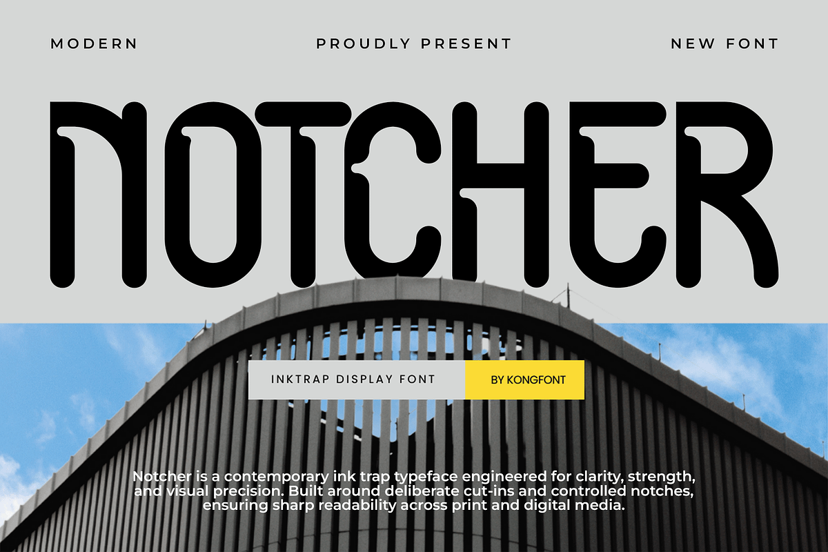 Notcher - Inktrap Display Font, a Sans Serif Font by overlaytemplates (Photo 1 of 5)