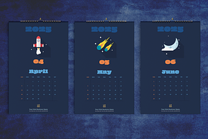 2025 Wall Calendar Kids Space Theme