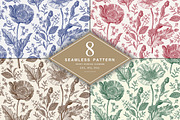 Seamless Set Flowers Poppy Poppies, a Pattern Graphic by Vintage (Thumbnail 1 of 14)
