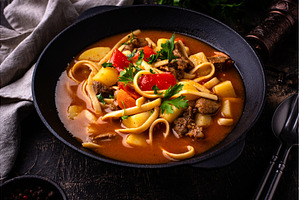 Lagman with beef and vegetables, a Food & Drink Photo by Yulia Furman