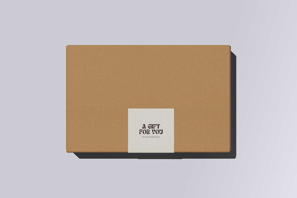 Box With Sticker Mockup, a Packaging Mockup by Riel Concept (Photo 8 of 8)