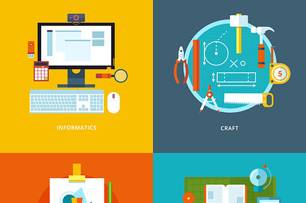 Flat School and Education Icons Set preview 2