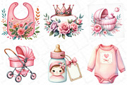 Watercolor Pink Baby Shower Clipart, an Illustration by DreamPrint404 (Thumbnail 6 of 6)