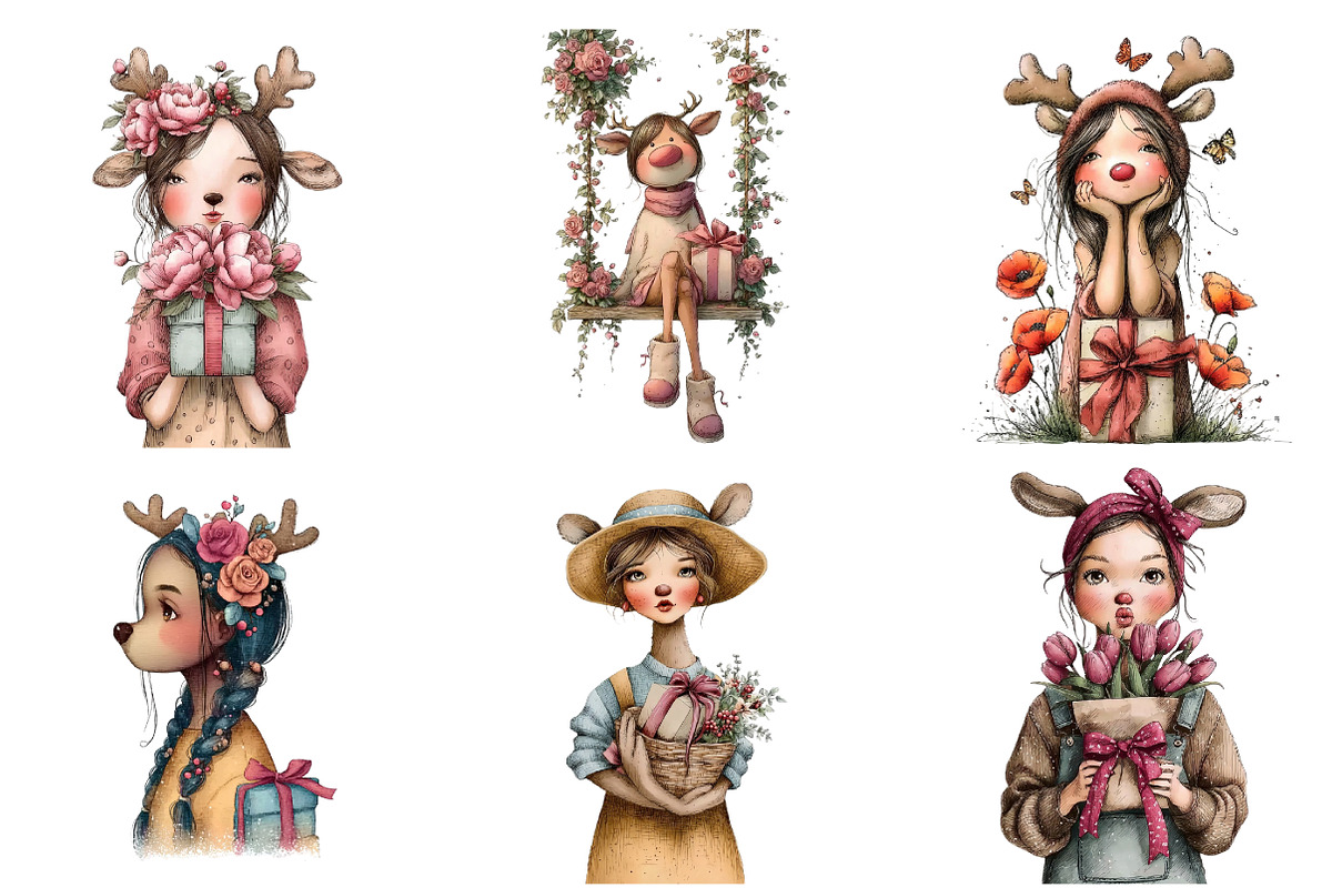 Whimsical Winter Kids Clipart, an Illustration by DreamArtGraphic (Photo 5 of 5)