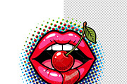 Lips Biting Cherry Clipart PNG., a Food Illustration by yod67 (Thumbnail 2 of 8)