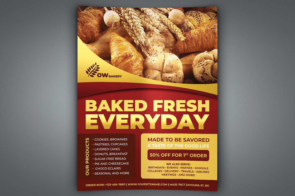 Bakery Flyer Template, a Flyer Template by OWPictures (Photo 1 of 3)