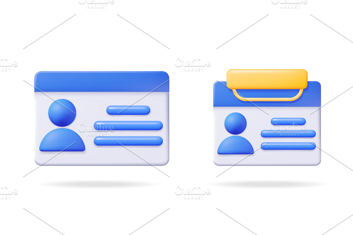 Two 3d vector illustrations of ID, an Object Illustration by Abscent