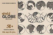 World globe sketch. Earth in hands, an Object Graphic by Live line (Thumbnail 1 of 5)