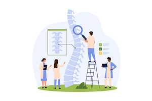 Orthopedic checkup of spine, tiny, an Object Illustration by Flashvector