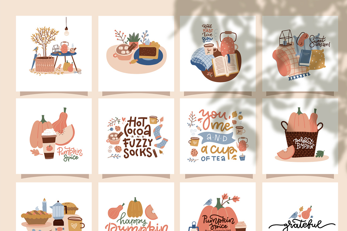 Cozy autumn: fall season graphic set, a Decorative Illustration by Lana Sham (Photo 7 of 14)