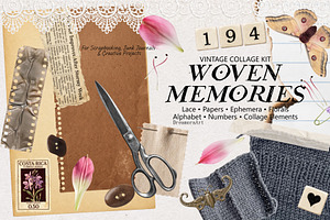 Woven Memories Vintage Ephemera Kit, an Object Graphic by DreamoraArt